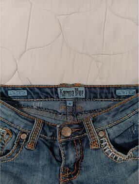 Karma Blue Ultra Stretch Distressed Bootcut Jeans Junior Size 12